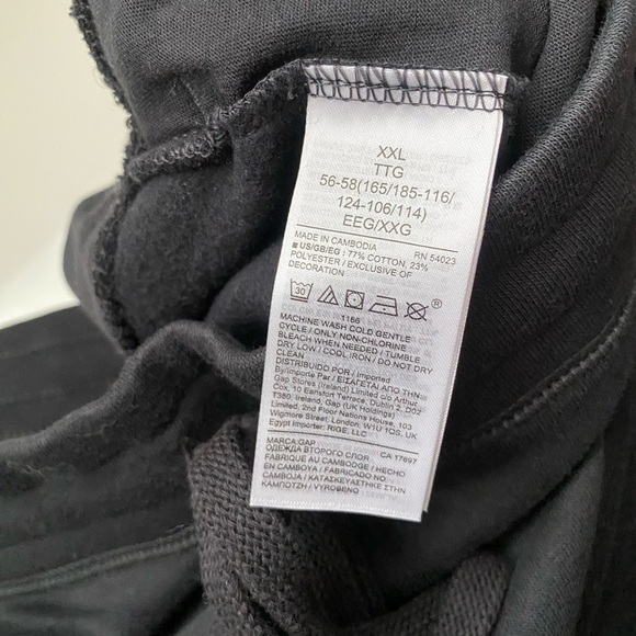 Men’s Gap Logo Black Fleece Jogger Sweatpants Size XXL - Picture 6 of 6